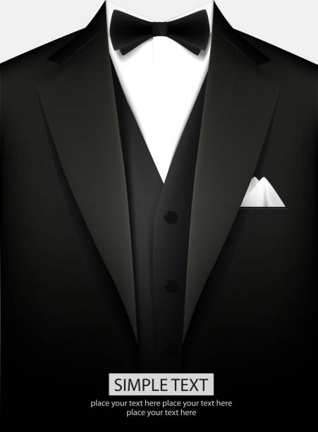 Tuxedo with bow Elegant black tuxedo with bow. Vector illustration tuxedo stock illustrations