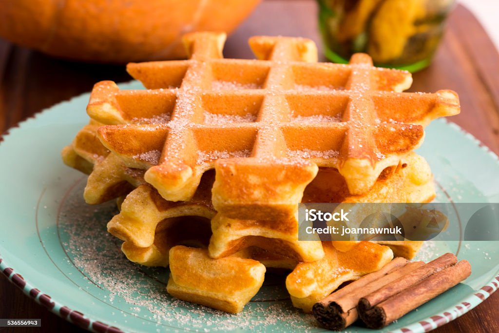 pumpkin waffles with cinnamon sugar Cinnamon Stock Photo