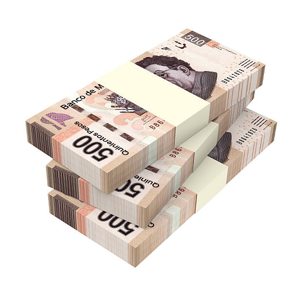 istock Mexican pesos isolated on white background. 536557919