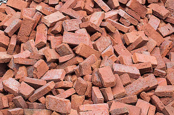 pile of red bricks for construction