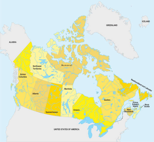캐나다 맵 - manitoba north lake canada stock illustrations