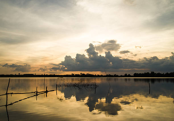 istock Sunset coloful on small lake. In Thailand 536610251