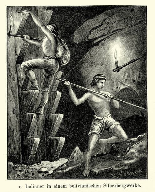 ilustrações, clipart, desenhos animados e ícones de século 19, bolívia-mina de prata - 19th hole