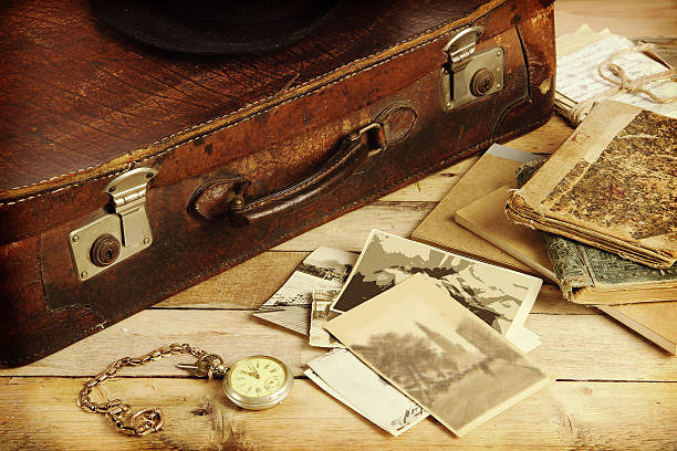 istock old suitcase, books, photos in retro style 536611567