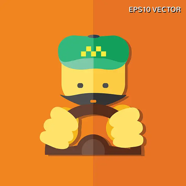 Vector illustration of taxi driver flat icon