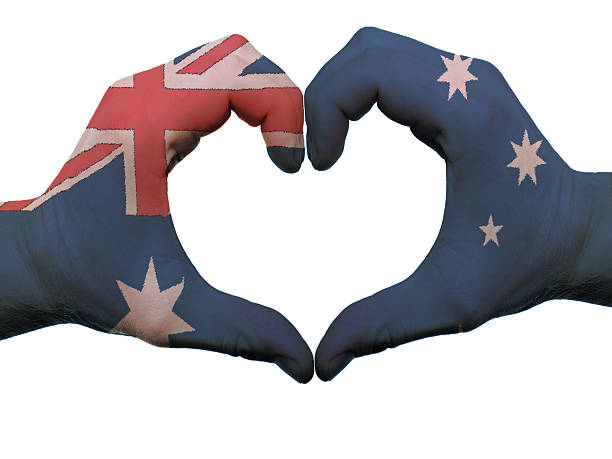 istock Heart and love gesture in australia flag 536612181