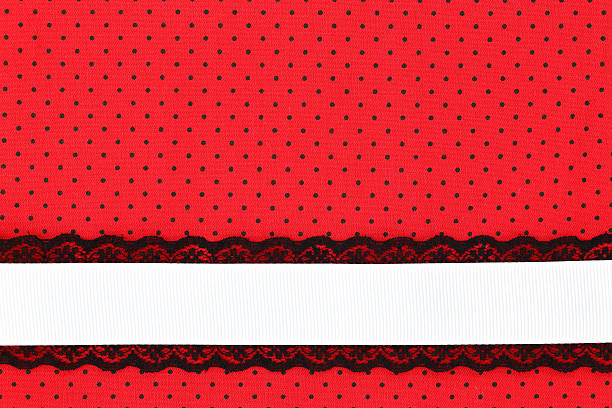 rouge rétro à pois fond textile avec ruban - polka dot audio photos et images de collection