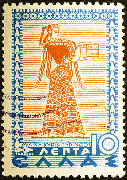 istock Lady of Tiryns on old greek stamp 1937 536612207