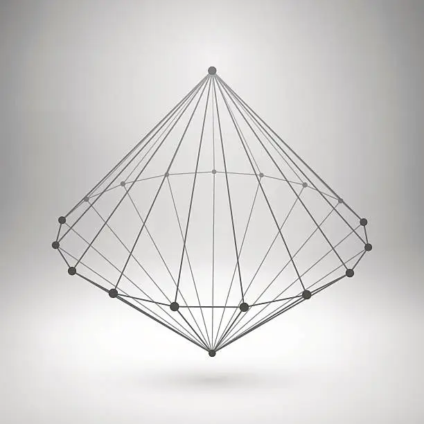 Vector illustration of Wireframe mesh polygonal cone