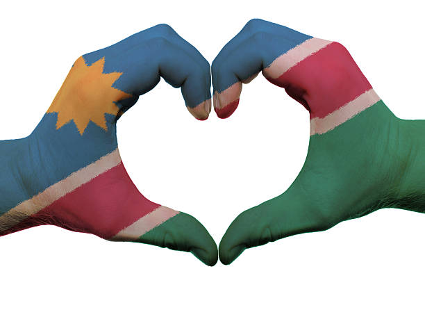 istock Heart and love gesture in namibia flag 536615627