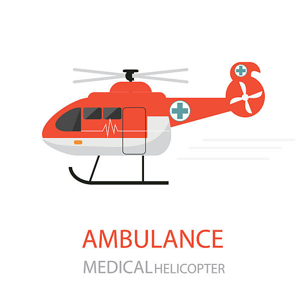 illustrazioni stock, clip art, cartoni animati e icone di tendenza di ambulanza di emergenza medico in elicottero servizio. - retrieval