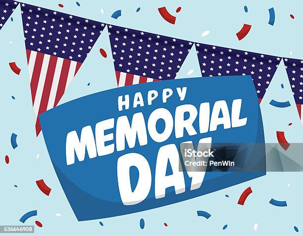 Memorial Day Festive Poster With Confetti Stock Illustration - Download Image Now - American Culture, Cultures, Decorating