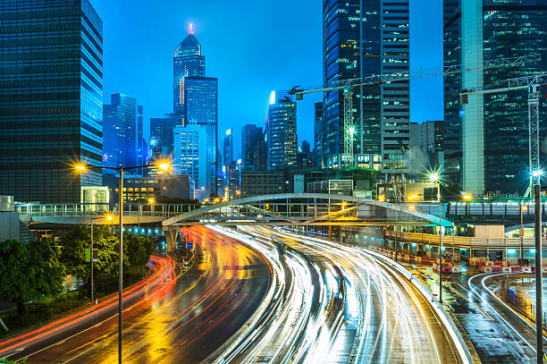 istock crowded traffic in the downtown district,hong kong 536648960