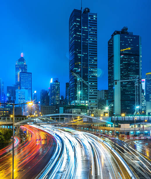istock crowded traffic in the downtown district,hong kong 536649084