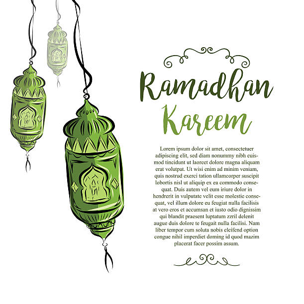 Hand drawn arabic lanterns, vector illustration background vector art illustration