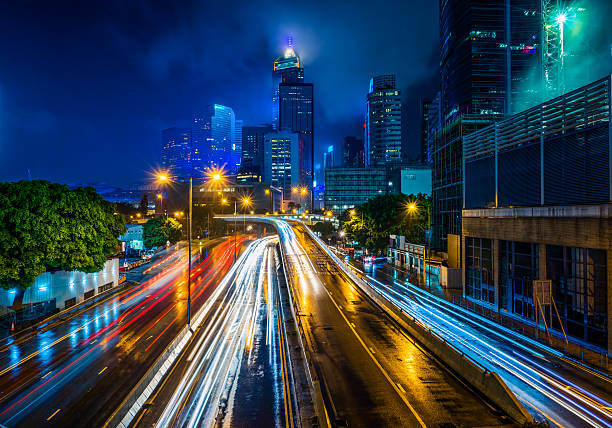 istock crowded traffic in the downtown district,hong kong 536650002