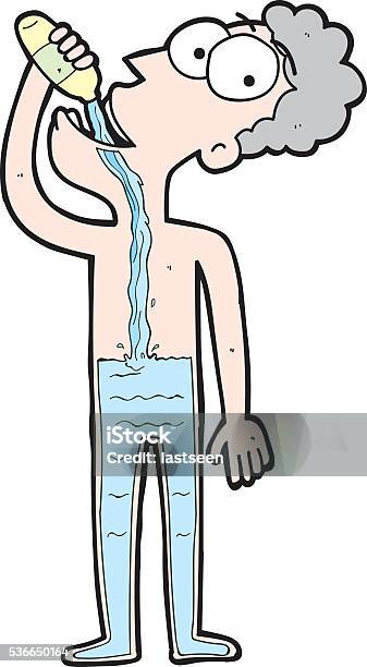 Cartoon Man Drink Water Stock Illustration - Download Image Now - Care, Clip Art, Drink