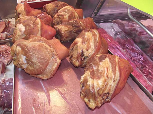 istock pigs nose. pork on counter at market 536652514