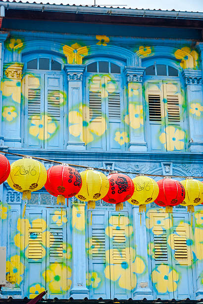 istock Chinese lanterns hanging against of old building 536653876