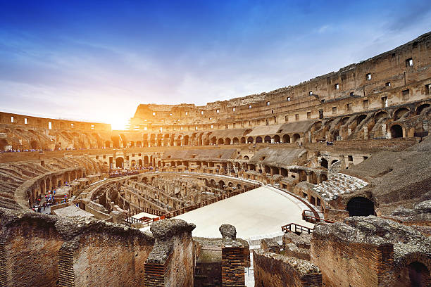 Coliseum, Rome Inside of colosseum in the sunlight, Rome, Italy. inside the colosseum stock pictures, royalty-free photos & images