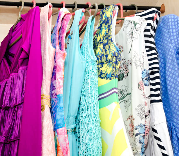 istock Women's dresses on hangers 536658262