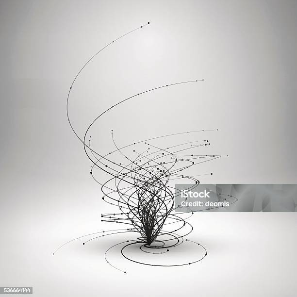 Tornado Swirl With Connected Line And Dots Stock Illustration - Download Image Now - Vortex, Three Dimensional, Data