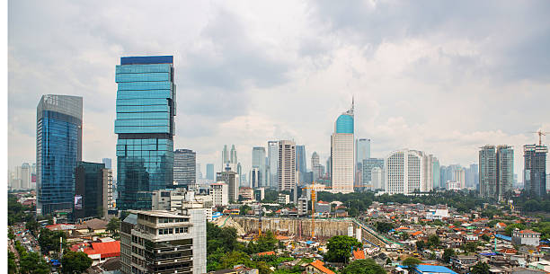 istock Jakarta downtown skyline with high-rise buildings at sunset 536665352