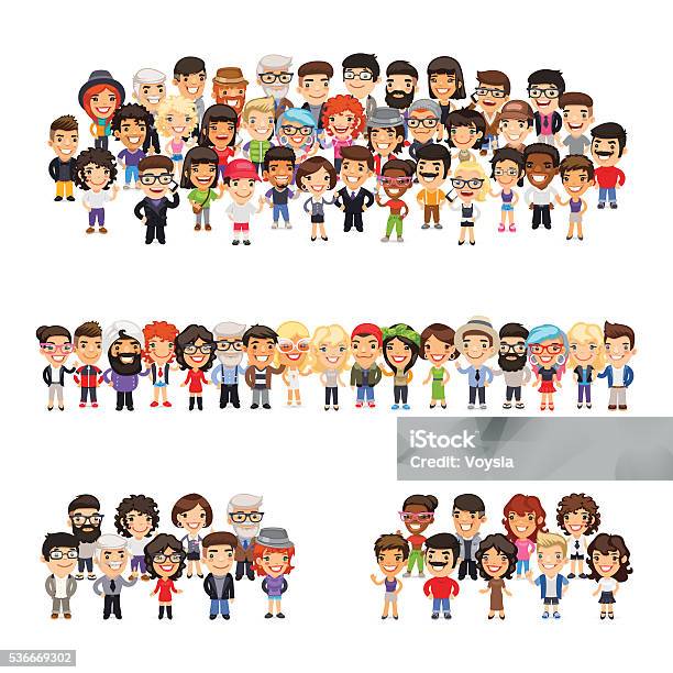 Three Group Of People Stock Illustration - Download Image Now - Cartoon,  People, Child - iStock