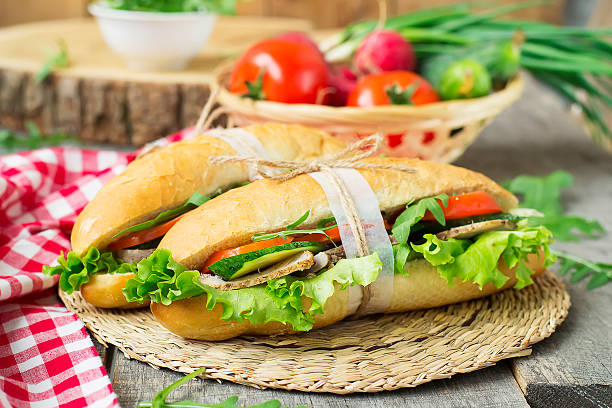 istock Sandwich with roasted meat and vegetables 536671458