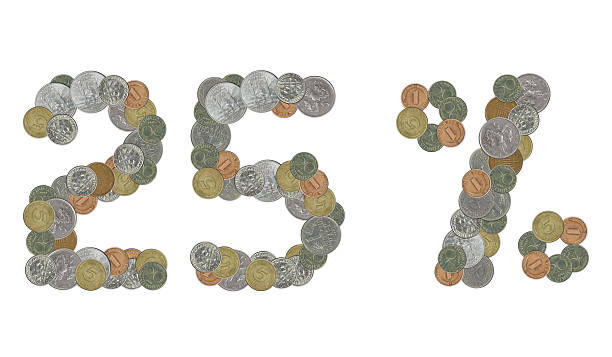 istock 25 percent with old coins 536671716