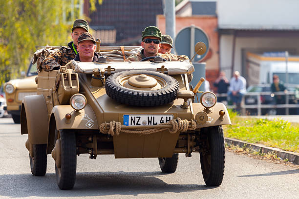 Altentreptow, Germany - May 1, 2016: german kubelwagen, vw typ 82 drives on an oldtimer show in altentreptow, germany at may 1, 2016.