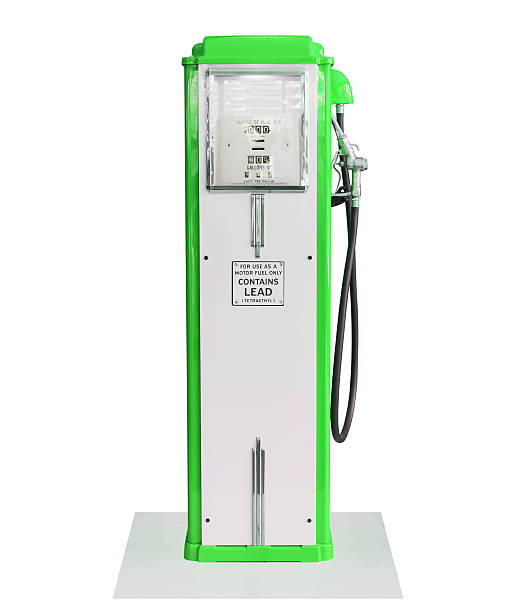 istock Vintage green fuel pump on white background 536671904