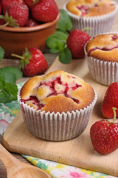 Photo of muffin with strawberries