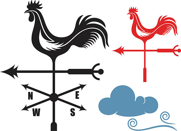 ilustraciones, imágenes clip art, dibujos animados e iconos de stock de veleta - meteorology weather vane direction wind