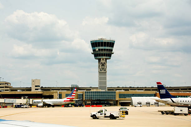 Control tower at Philadelphia Airport stock photo