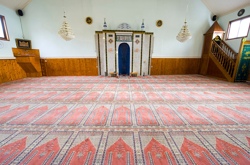 Enschede, The Netherlands - 08 February, 2015: Interior of a small mosque in the Netherlands