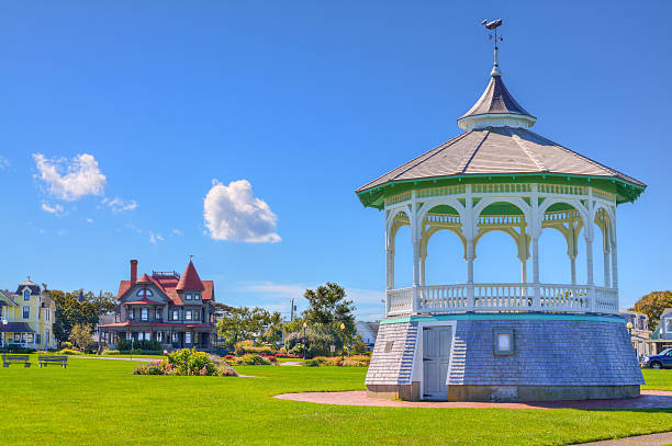 Martha's Vineyard, MA, USA - September 17, 2014: Ocean Park in Oak Bluffs, Martha's Vineyard, Massachusetts, on a beautiful autumn day. Martha's Vineyard is an island located south of Cape Cod in Massachusetts and is famous as an affluent summer colony. Canon EF 24-105mm f/4L IS lens. HDR photorealistic image.