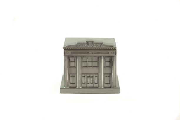 Miniature pewter bank building
