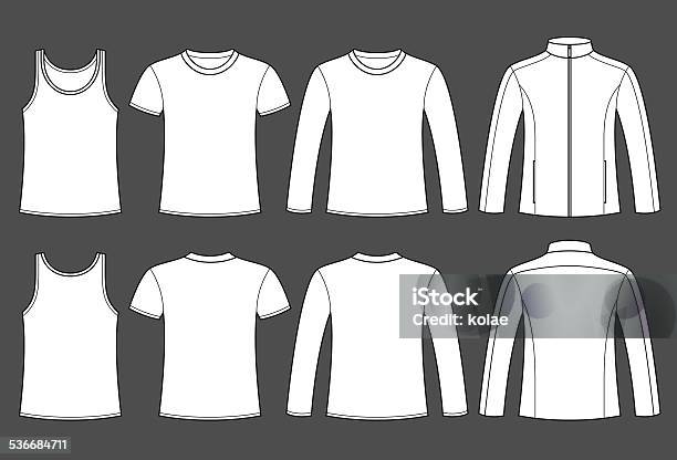 Singlet Tshirt Longsleeved Tshirt And Jacket Template Stock Illustration - Download Image Now