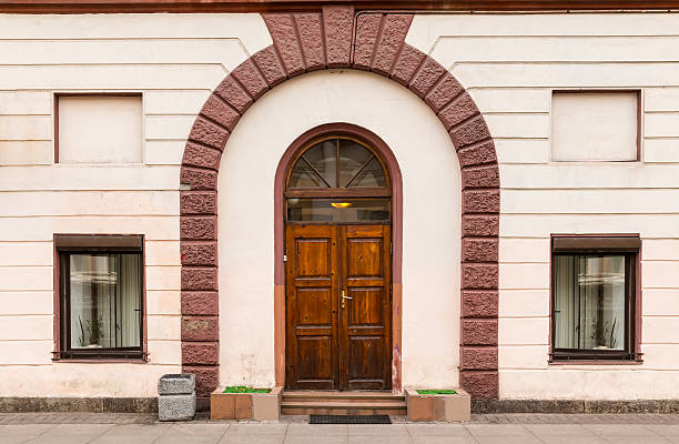 istock Door and windows on facade of office building 536685246