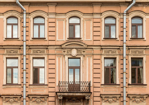 istock Windows in a row, balcony on facade of apartment building 536685454