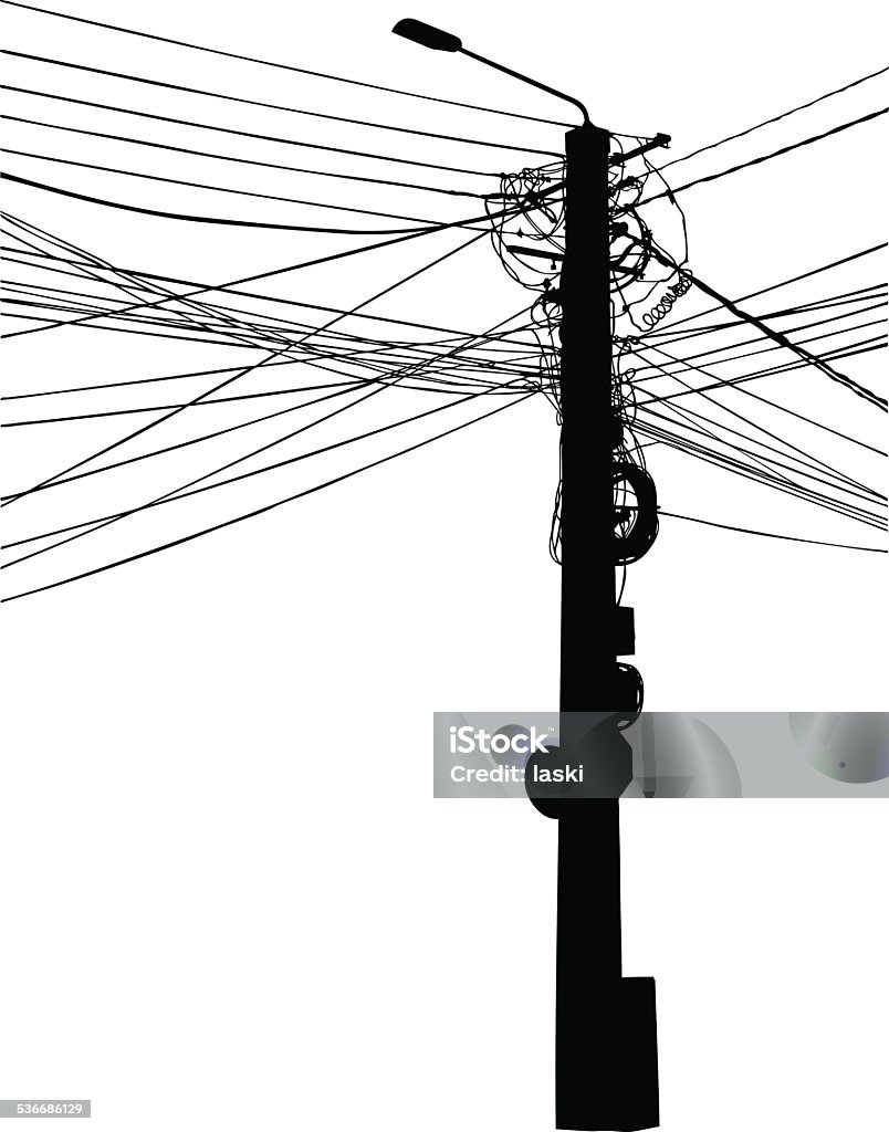 Pole Line Vector Pole Stock Illustration - Download Image Now - Cable, Pole, Street - iStock