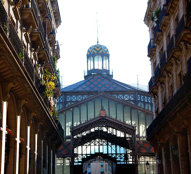 Barcelona Borne market facade in arcade street