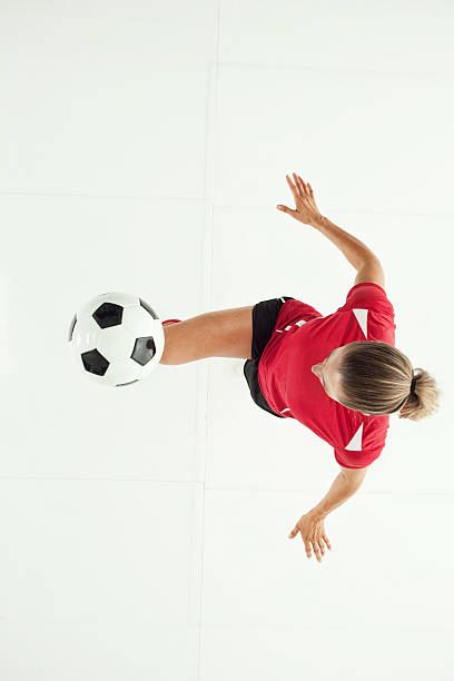 istock Above view of soccer player juggling 536687258