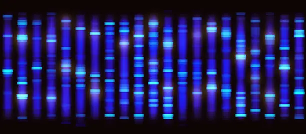Illustration of a method of DNA sequencing. Image background seamless.