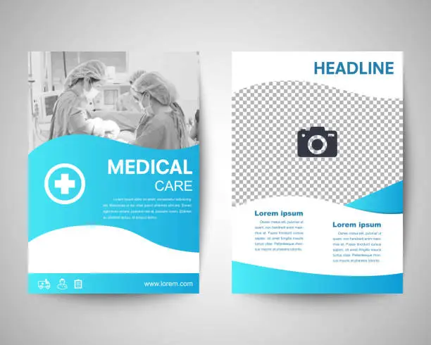 Vector illustration of blue medical flyer a4 template