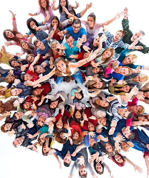 istock Above view of cheerful people. 536724899