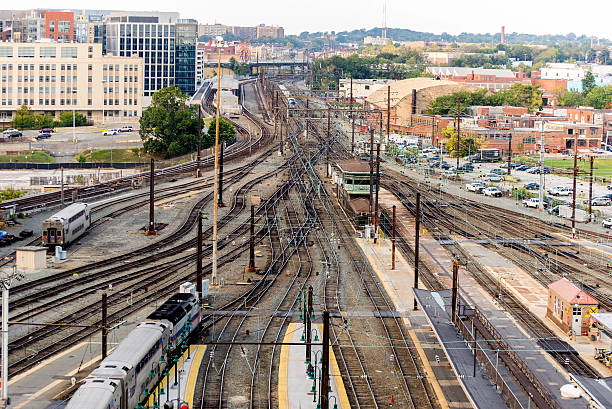 istock Washington, DC -Trains and overhead cables at Union Station 536725035