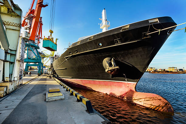 istock Port cranes and transport ship 536725370