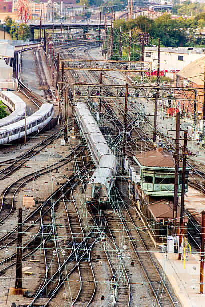 istock Washington, DC -Trains and overhead cables at Union Station 536725691